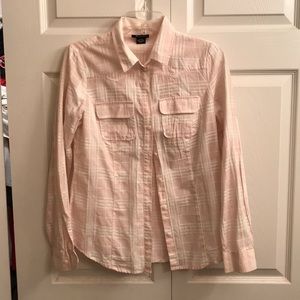 Pink and white long sleeve blouse